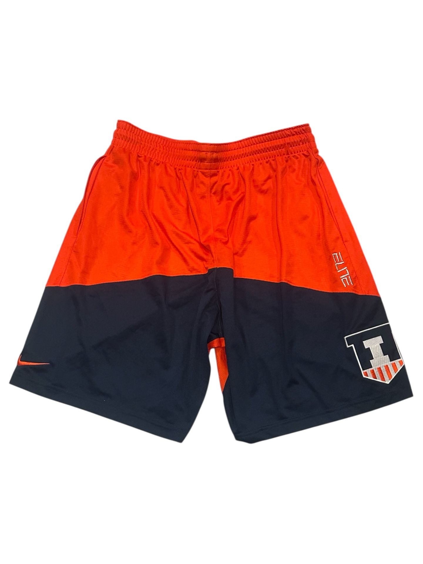 Nike Elite Illinois Fighting Illini Team Issued Basketball Shorts Orange/Navy